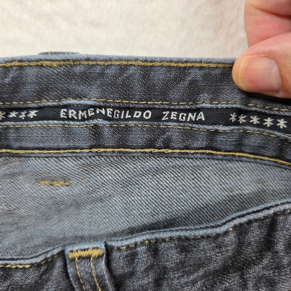 Ermenegildo Zegna Jeans Men 36 Black Straight Leg Stretch Cotton Made in Italy - Picture 4 of 11